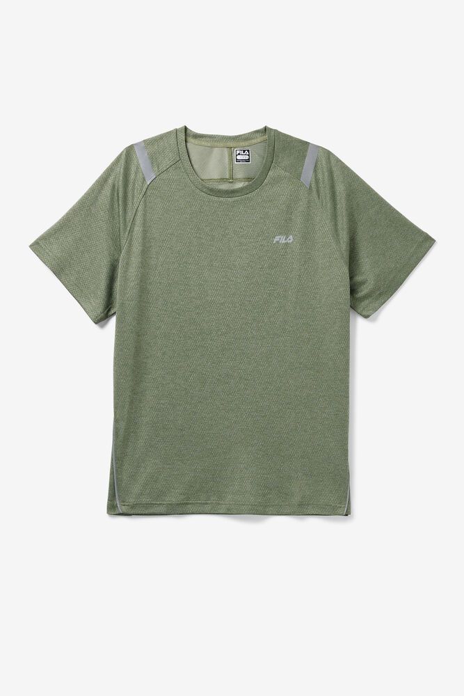 Fila T-Shirt Mens Olive Sabir Crew - Ireland 93684-CPTV